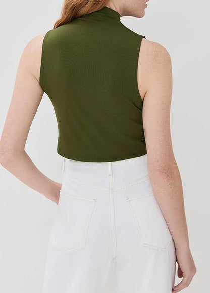 Irregular Sleeveless Top + Pleated Long Skirt