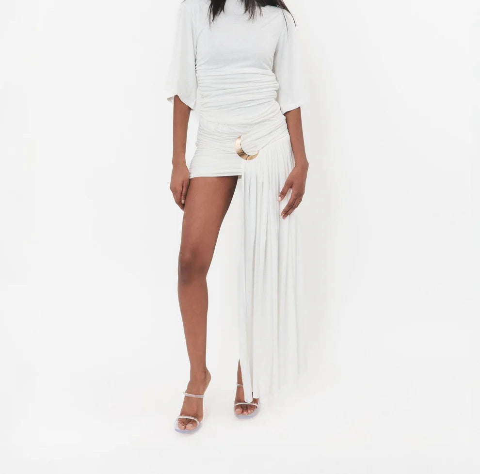 Irregular Sleeveless Top + Pleated Long Skirt