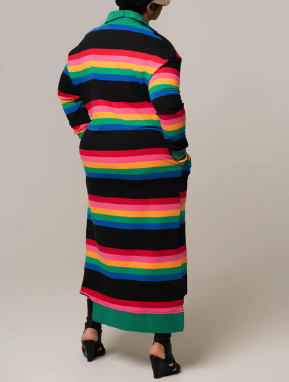 Rainbow Horizontal Stripe Shirt Dress