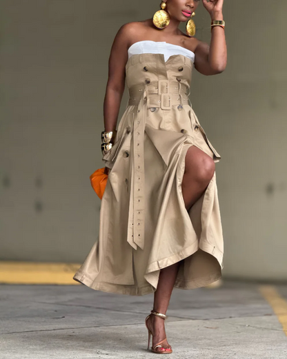 Cool Girl Patchwork Dress And Belt Details