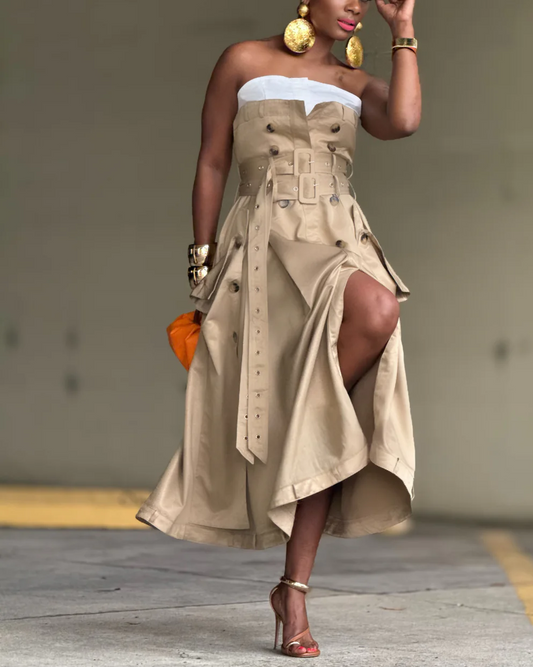 Cool Girl Patchwork Dress And Belt Details