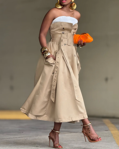 Cool Girl Patchwork Dress And Belt Details