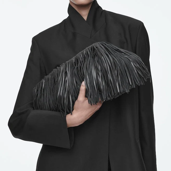 Tasselled Framed Clutch - Leather