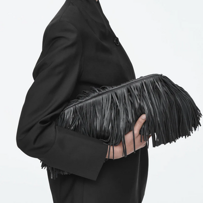 Tasselled Framed Clutch - Leather