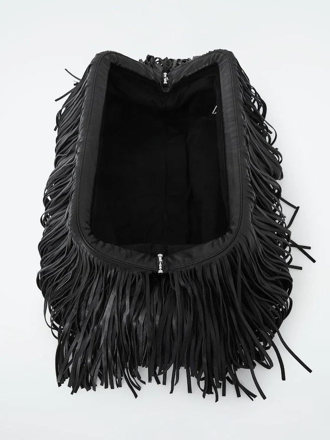 Tasselled Framed Clutch - Leather