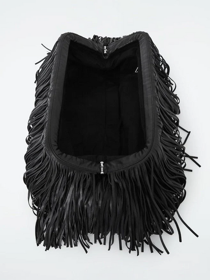 Tasselled Framed Clutch - Leather