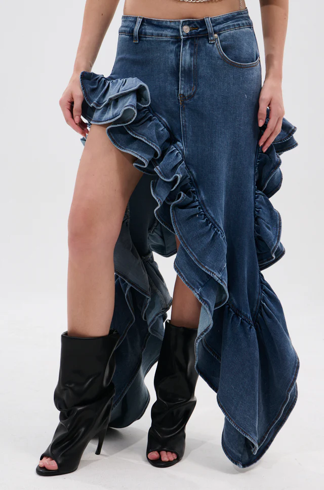 Denim Ruffle Skirt