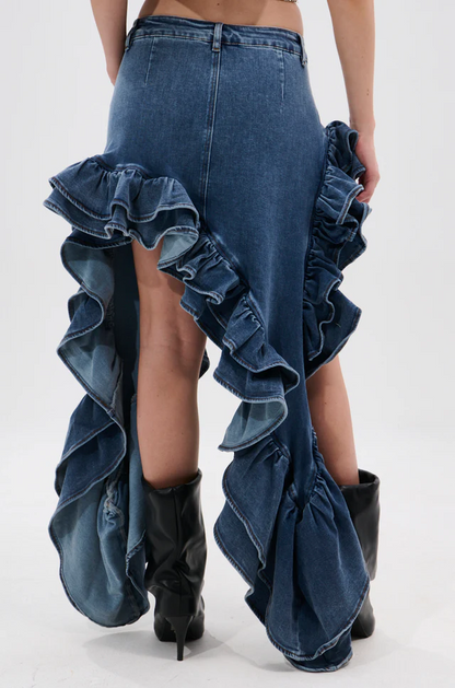 Denim Ruffle Skirt