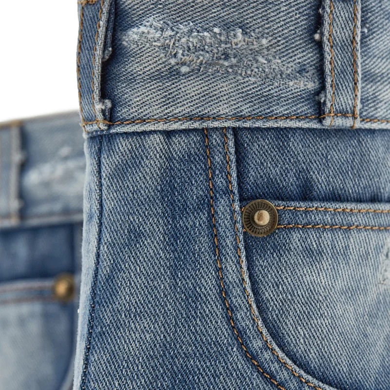 Blue Patchwork Denim Boots Pointed Toe Stiletto Booties