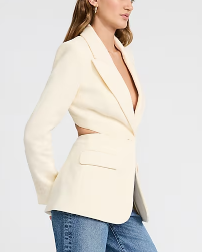 Textured Cutout Long Slim Blazer