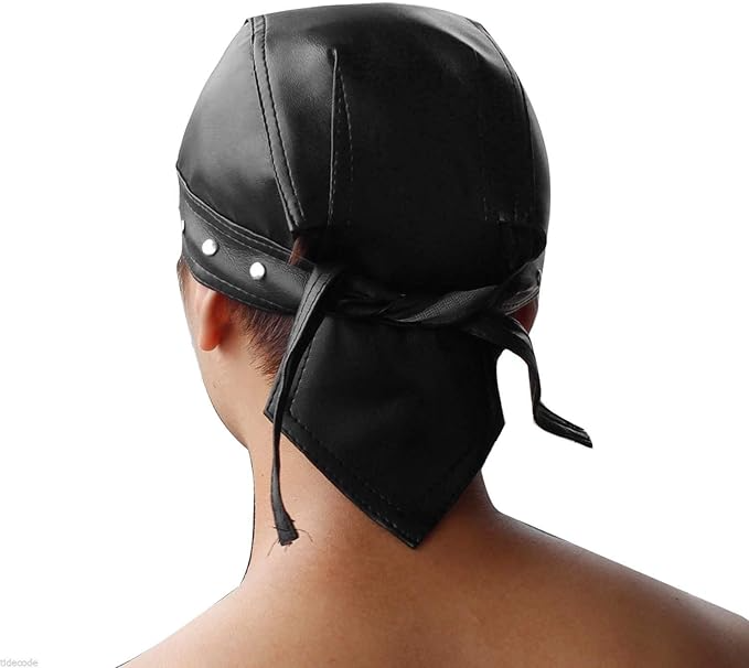 Adjustable Skull Leather Cap Black