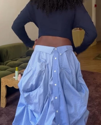 Shirt Pleated Skirt And Tie Belt