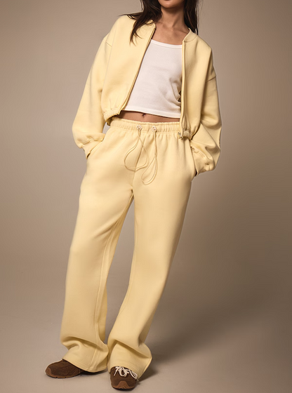 Butter Cream Coat + Drawcord Hem Sweatpants