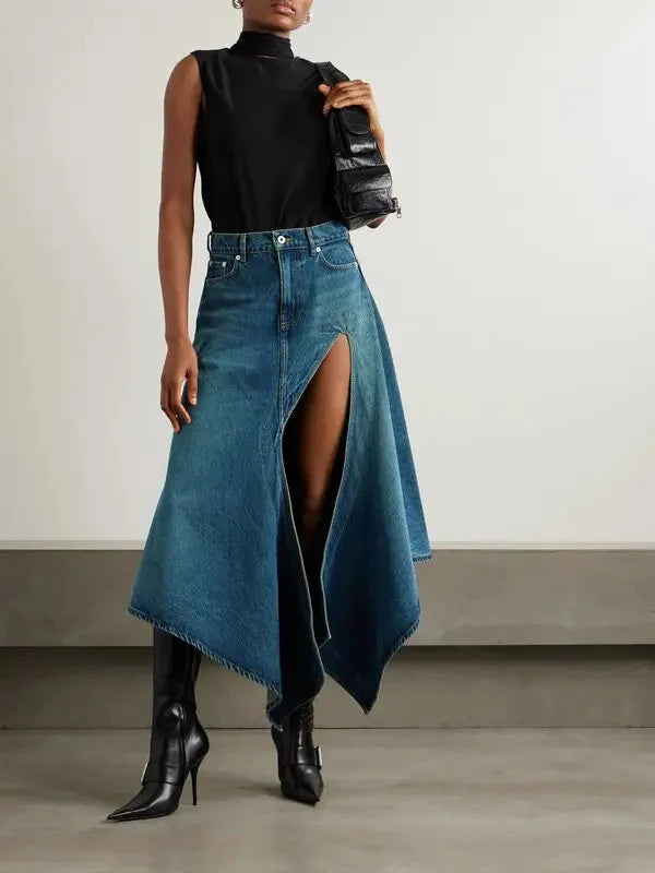 Irregular Denim Skirt
