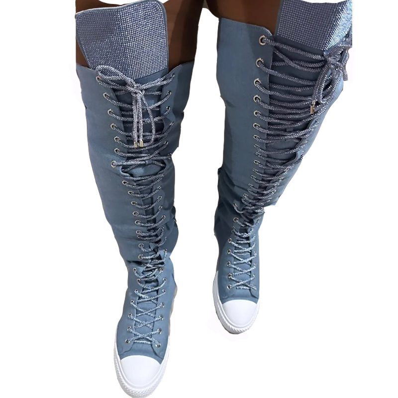 Rhinestone Sparkle High-top Canvas Shoes