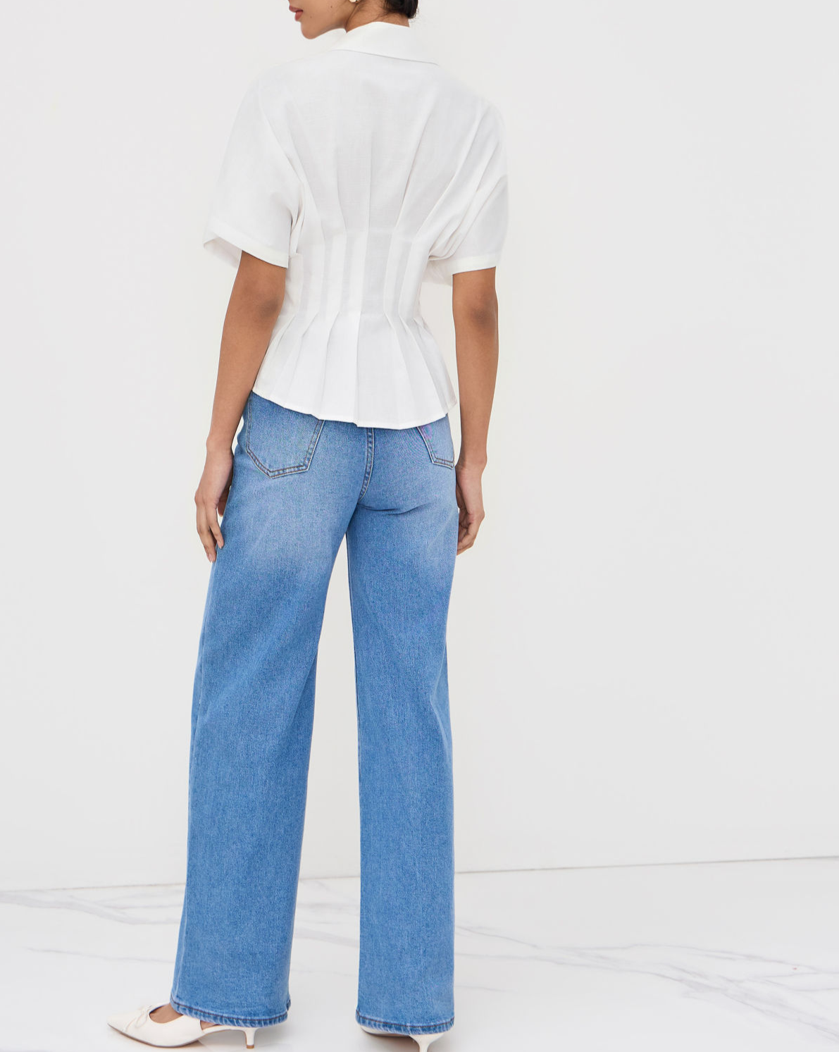 Cotton Pleated Shirt + Sleeveless Top