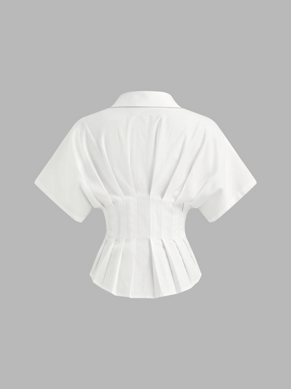 Cotton Pleated Shirt + Sleeveless Top