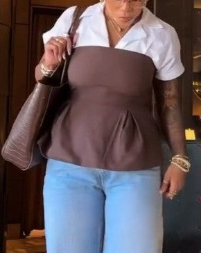 Cotton Pleated Shirt + Sleeveless Top