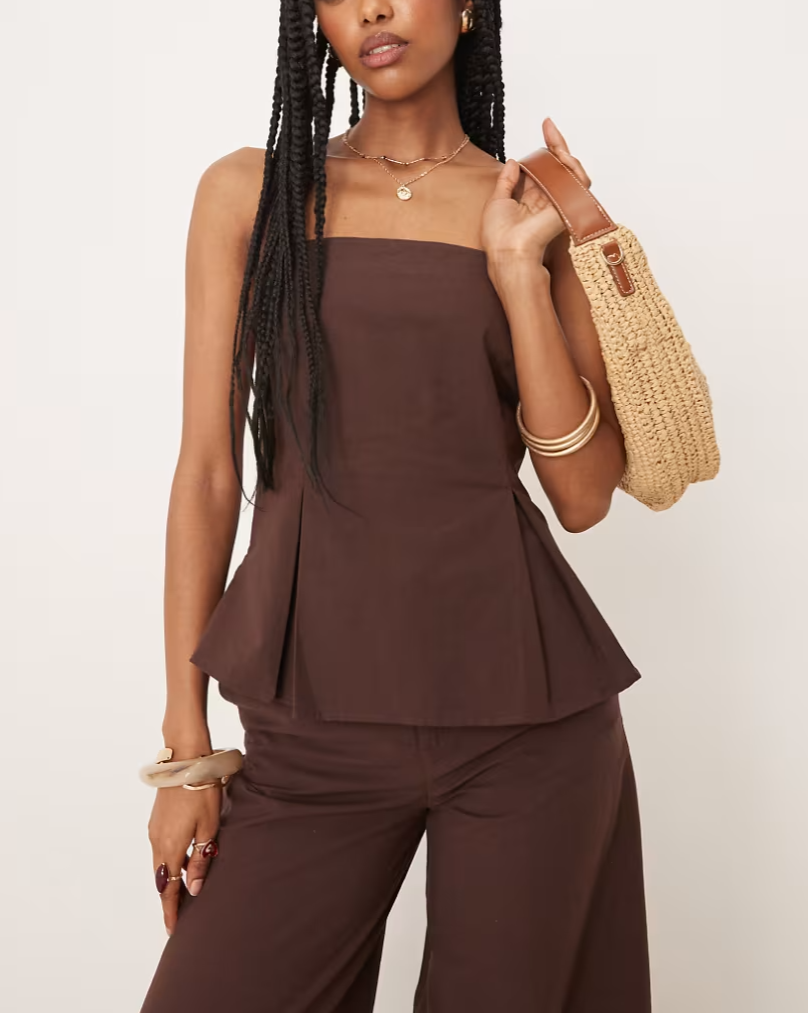 Cotton Pleated Shirt + Sleeveless Top