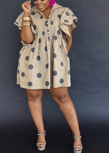 Polka Dot Shirt Pocket Blouses