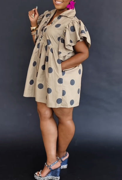 Polka Dot Shirt Pocket Blouses