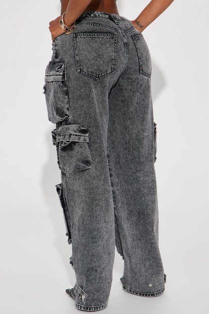 Stretch Ripped Cargo Jeans