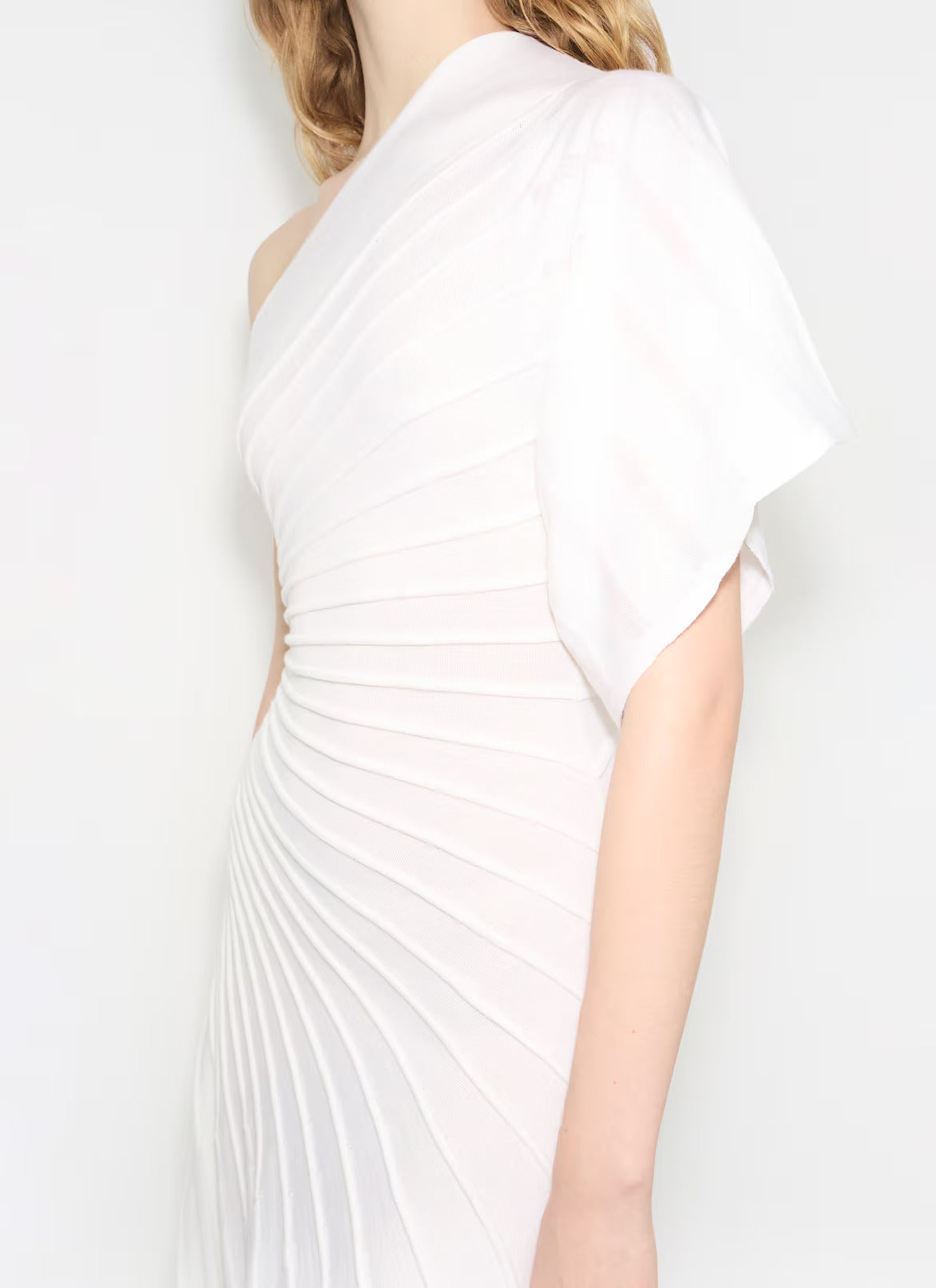 Single-Sleeve Pleated Dress