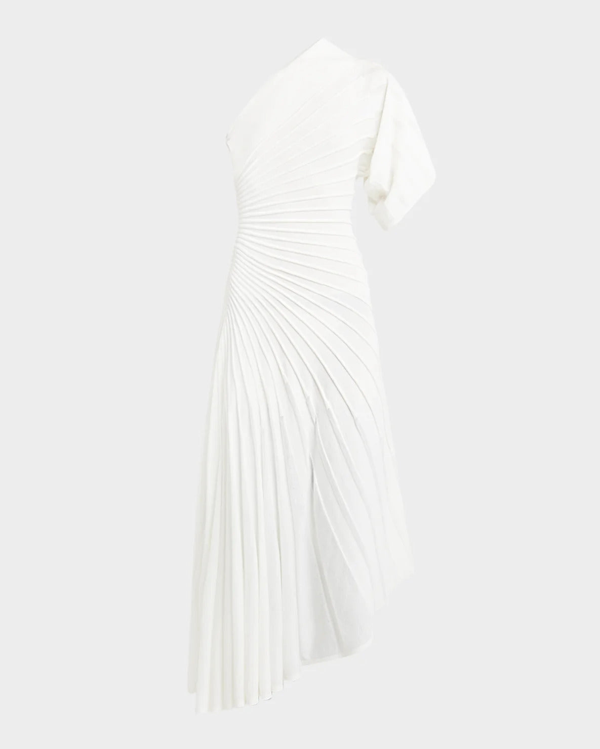 Single-Sleeve Pleated Dress