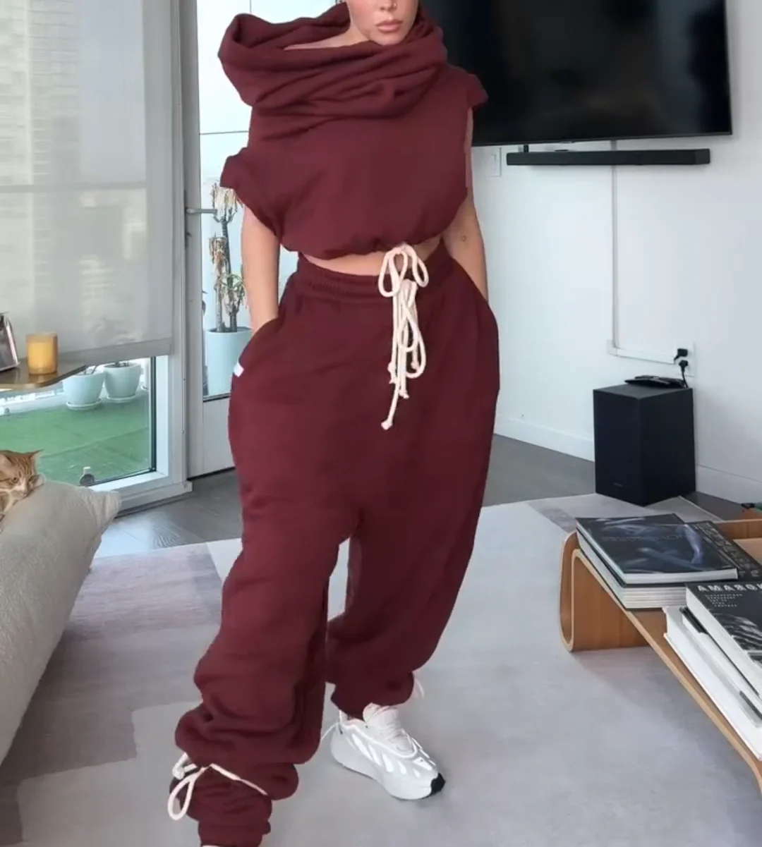 Cloud Teddy Vest Super Jogging Pants 2-Piece Set