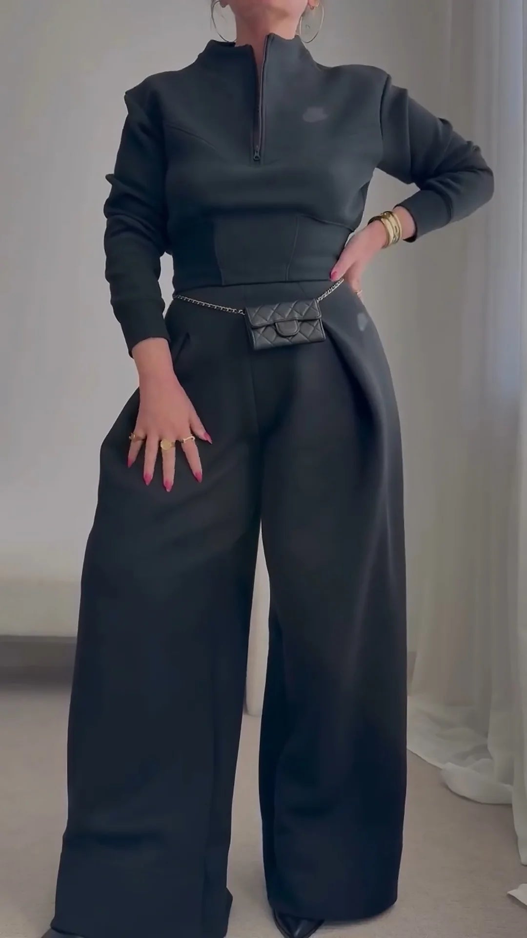 Half-Zip Sports Top + Sports Pants