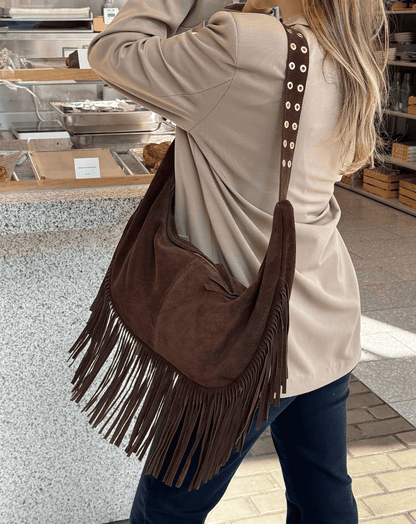 Fringe Suede Bag Dark Brown