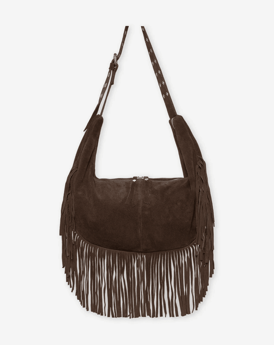Fringe Suede Bag Dark Brown