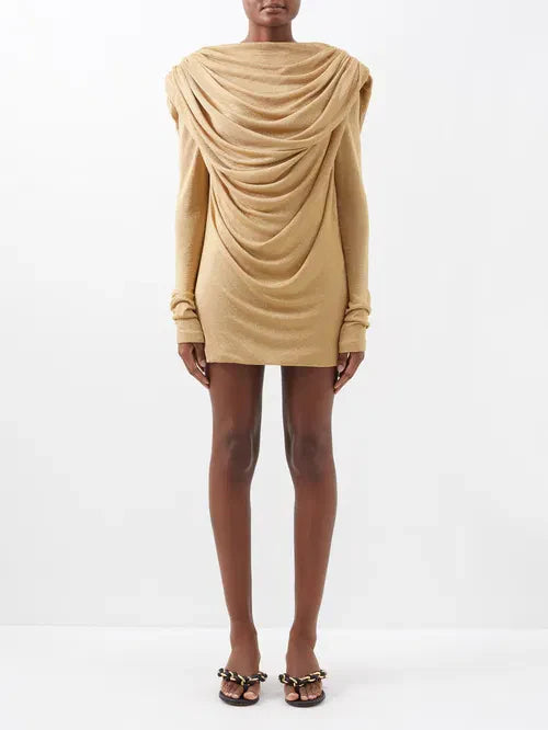 Draped Open-Back Mini Dress
