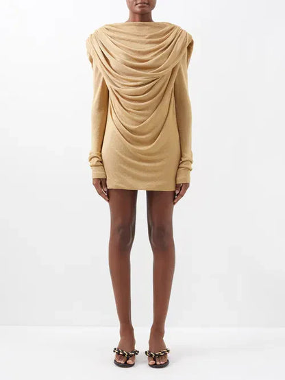 Draped Open-Back Mini Dress