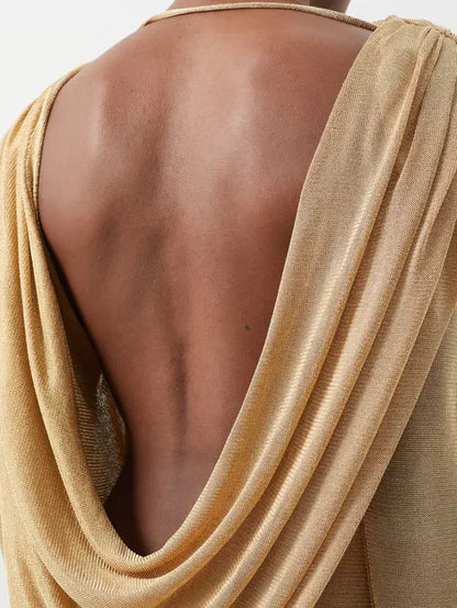 Draped Open-Back Mini Dress