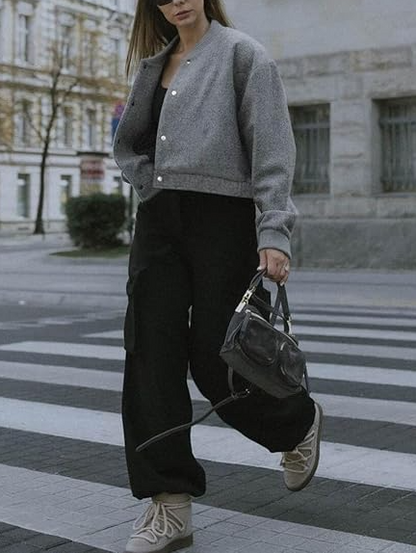 Short Sports-Style Wool Coat
