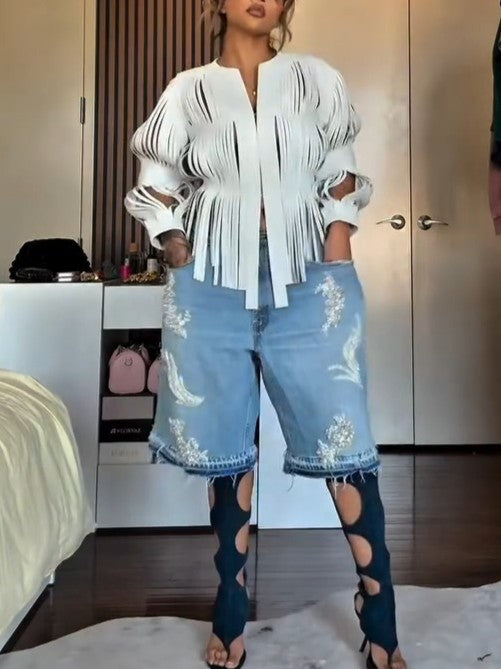 Hollowed Out Long Sleeve Jacket