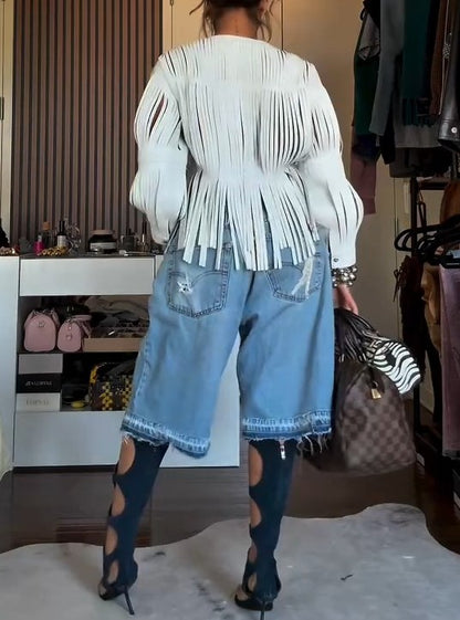 Hollowed Out Long Sleeve Jacket