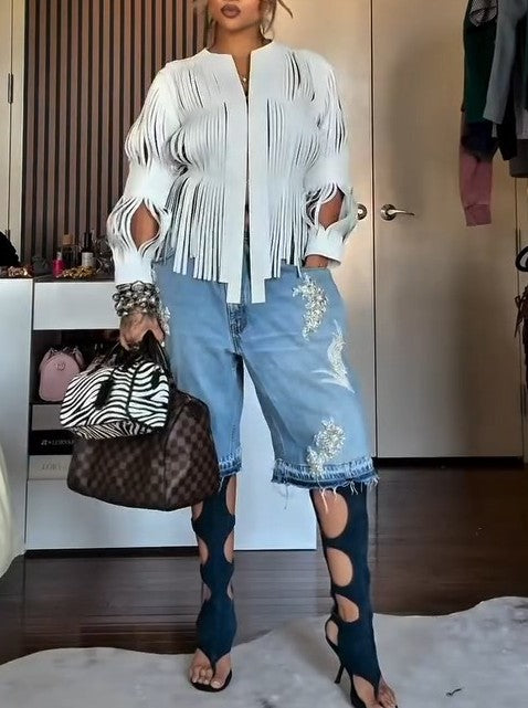 Hollowed Out Long Sleeve Jacket