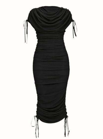 Pleated Mesh Zipper Dress - Reversible