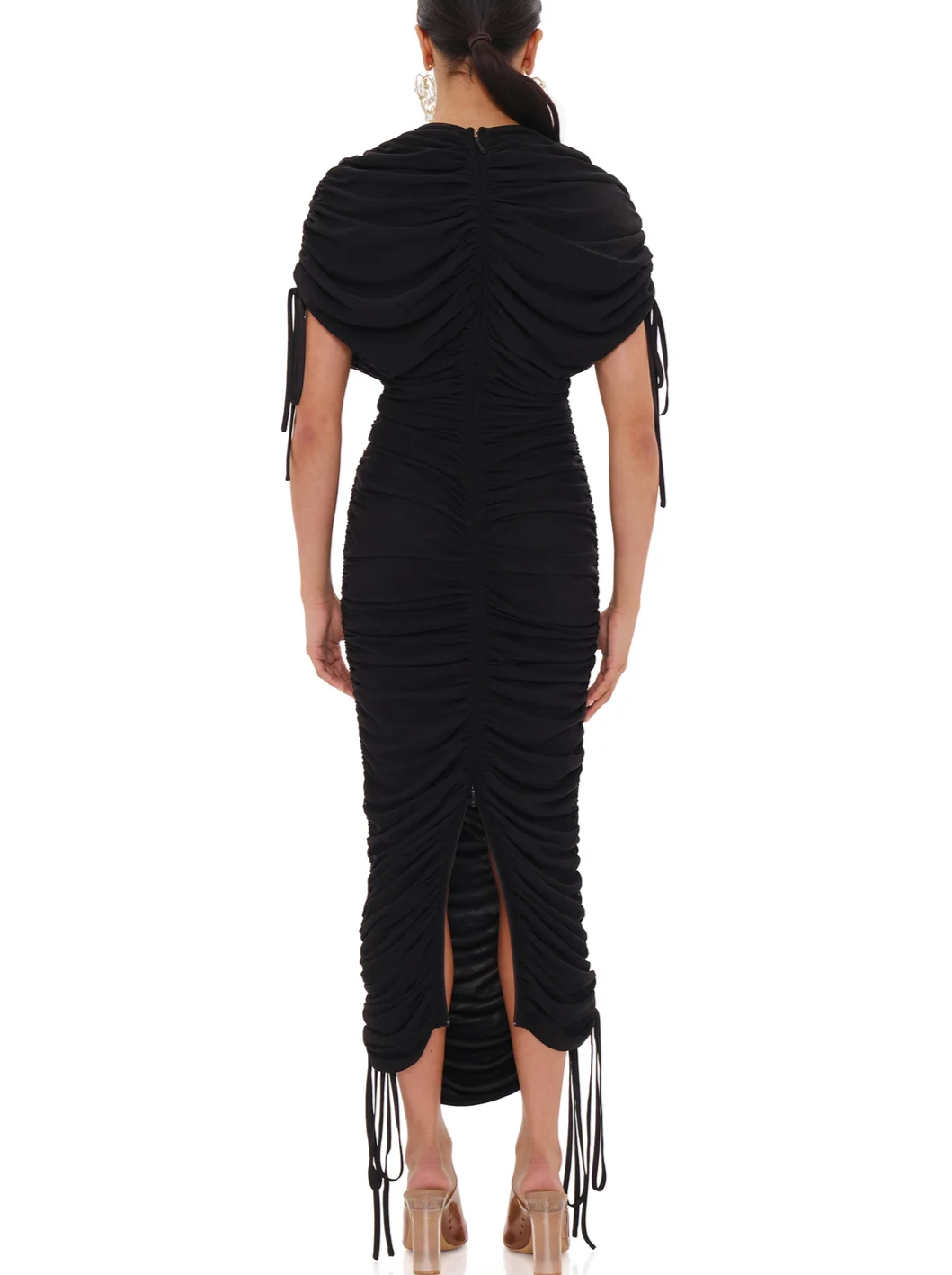 Pleated Mesh Zipper Dress - Reversible