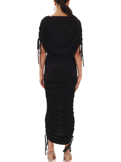 Pleated Mesh Zipper Dress - Reversible