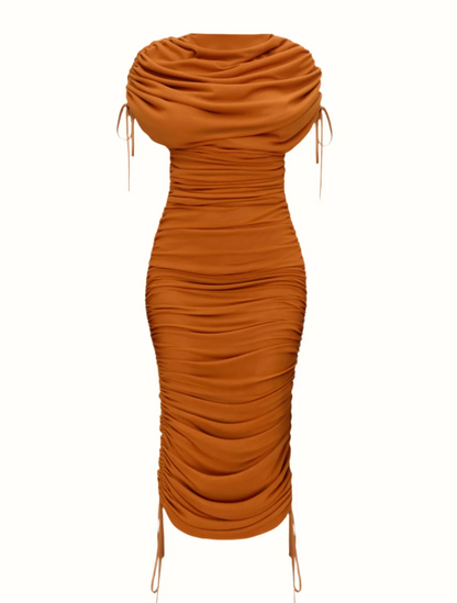 Pleated Mesh Zipper Dress - Reversible