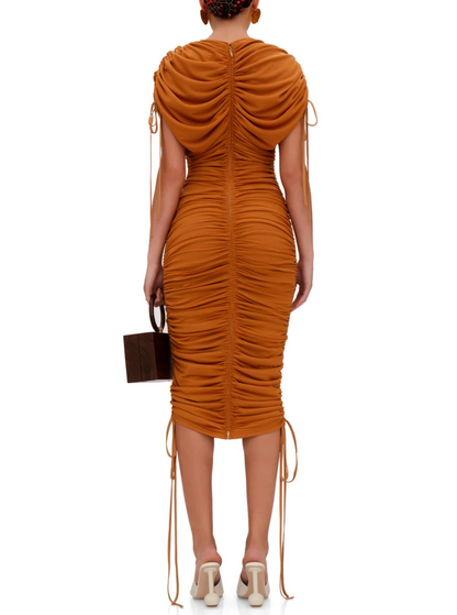 Pleated Mesh Zipper Dress - Reversible