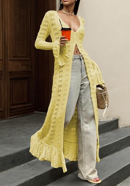 Crochet Hollow Out Knit Cardigans Sweater & Dress