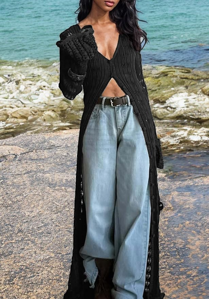 Crochet Hollow Out Knit Cardigans Sweater & Dress