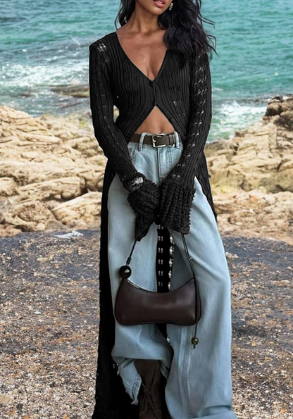 Crochet Hollow Out Knit Cardigans Sweater & Dress