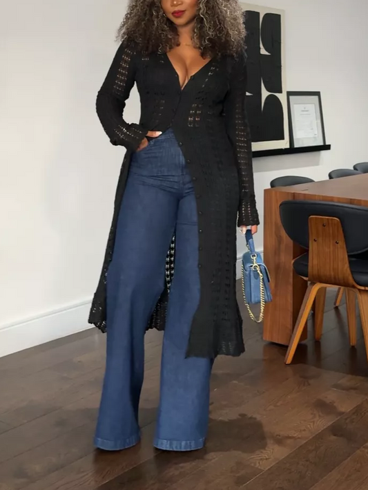 Crochet Hollow Out Knit Cardigans Sweater & Dress