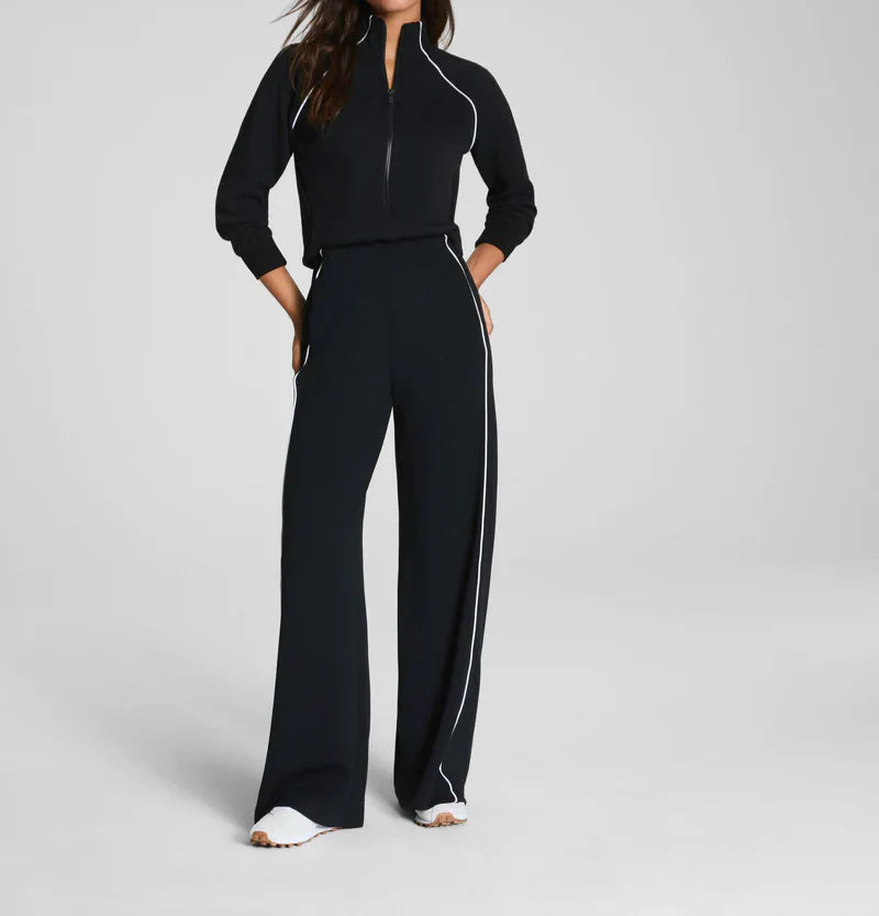 Long-sleeved half-zip jumpsuit
