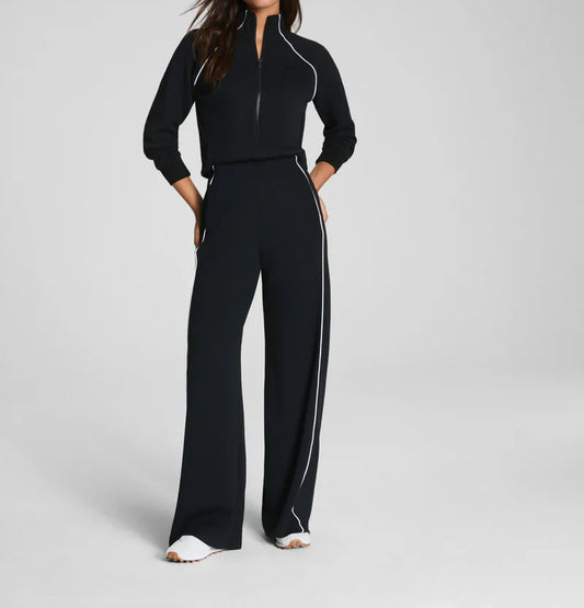 Long-sleeved half-zip jumpsuit